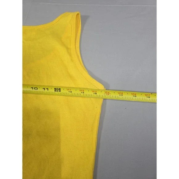 Yellow Vintage 90s Tank Top Women Medium Cotton Embroidered Malaysia Boho Retro - Picture 8 of 8
